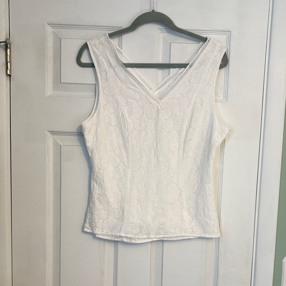 White House Black Market White Lace Tank Top